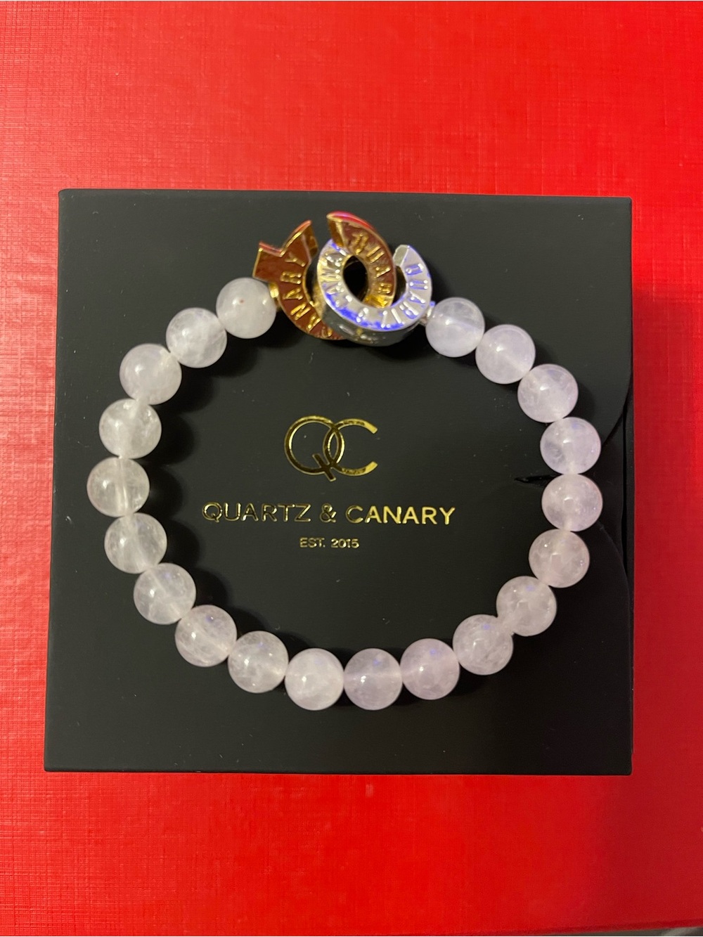 Quartz & Canary Rose Quartz Bracelet 19.8 cm | 8 mm Gemstone Beads | Q&C Clasp